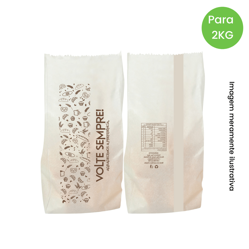 Saco para Pão Branco “Volte Sempre” 2Kg Embalebem 500 Unidades 40x34 30g